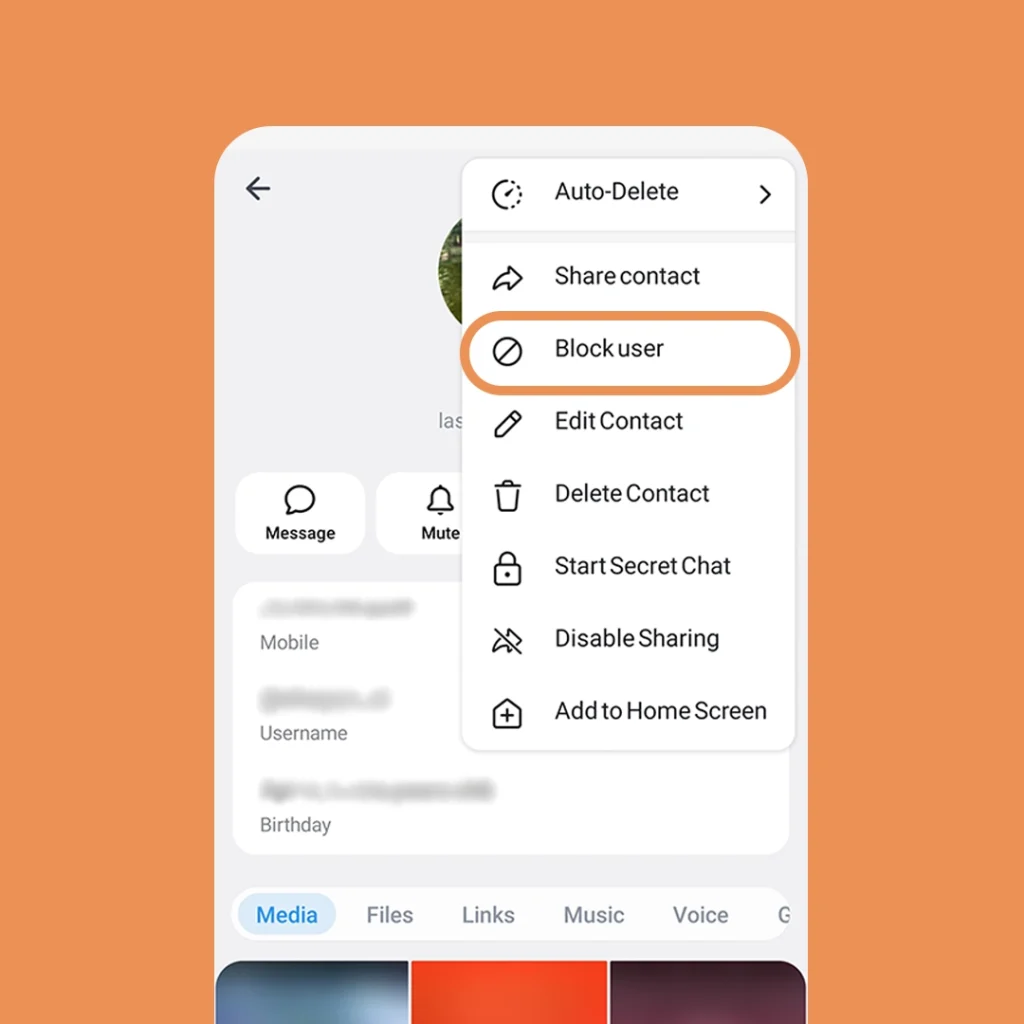 Block Someone on Telegram (android)