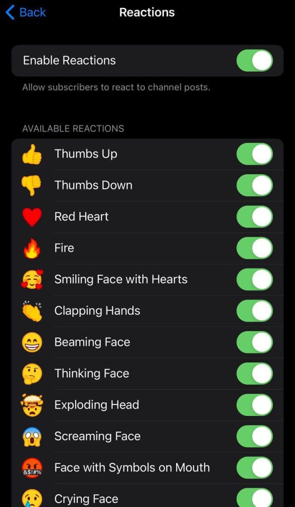 Telegram Reactions Bot Requirements