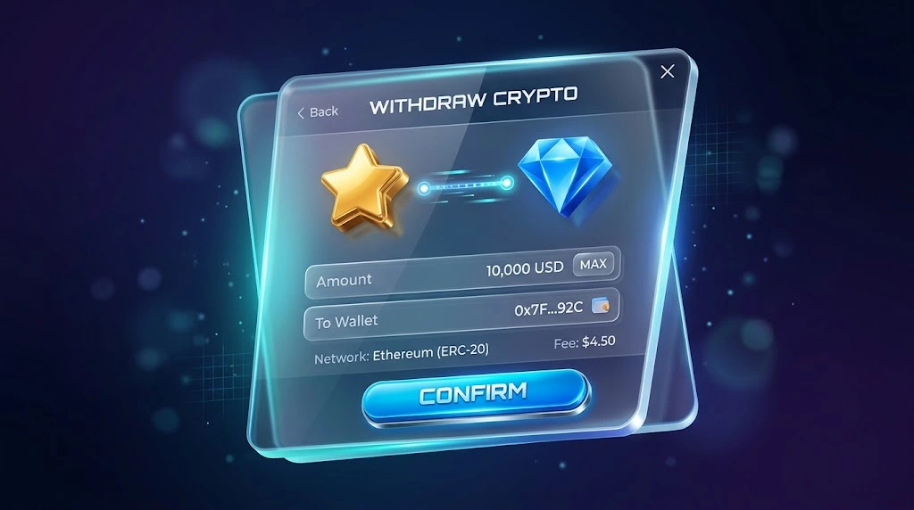 Fragment page where you confirm a Telegram Stars withdrawal to a TON wallet