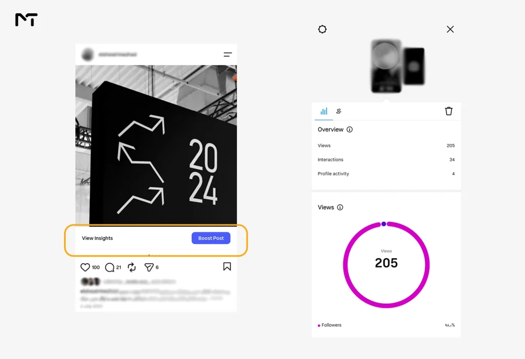 Viewing post insights and engagement metrics on Instagram professional account