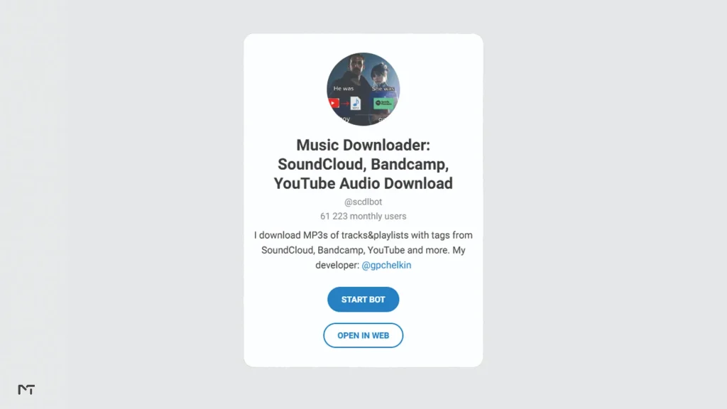 Free scdlbot on Telegram processing a SoundCloud music link
