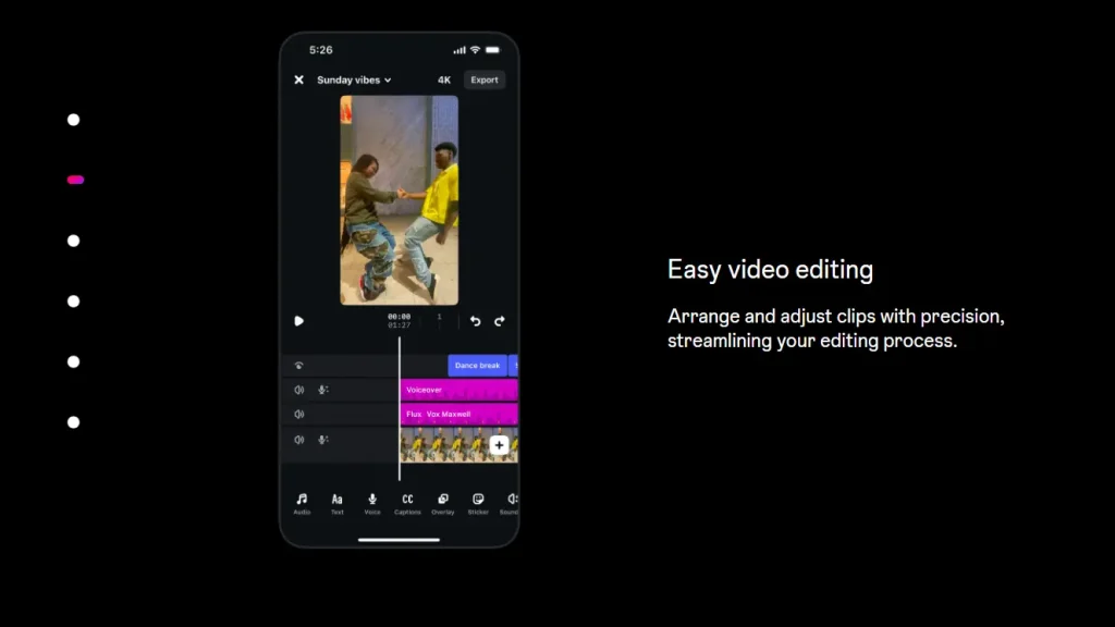 Multi track video timeline for precise editing