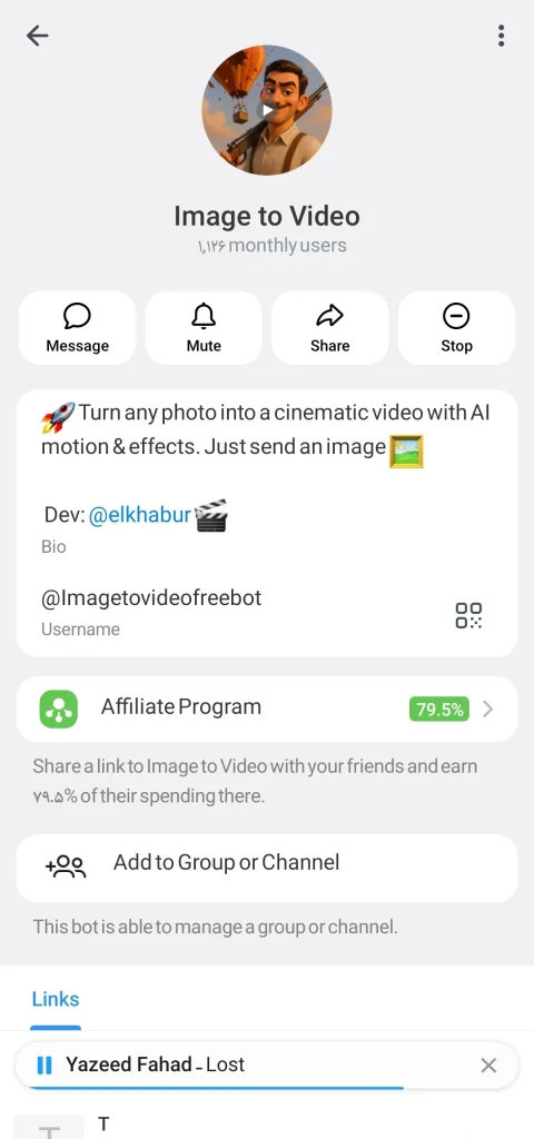 @Imagetovideofreebot