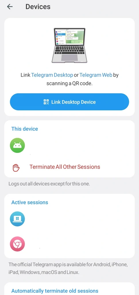 Telegram Active Sessions 