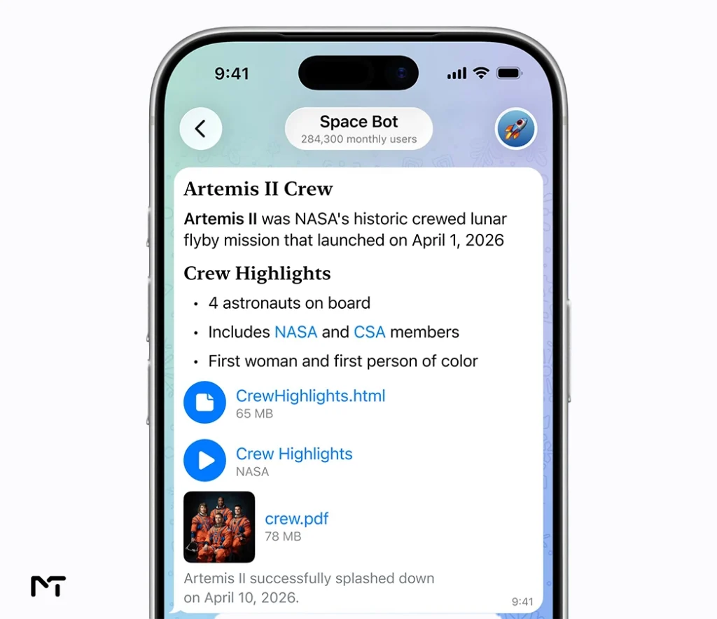Music file placed inline inside a Telegram Rich Text Editor message