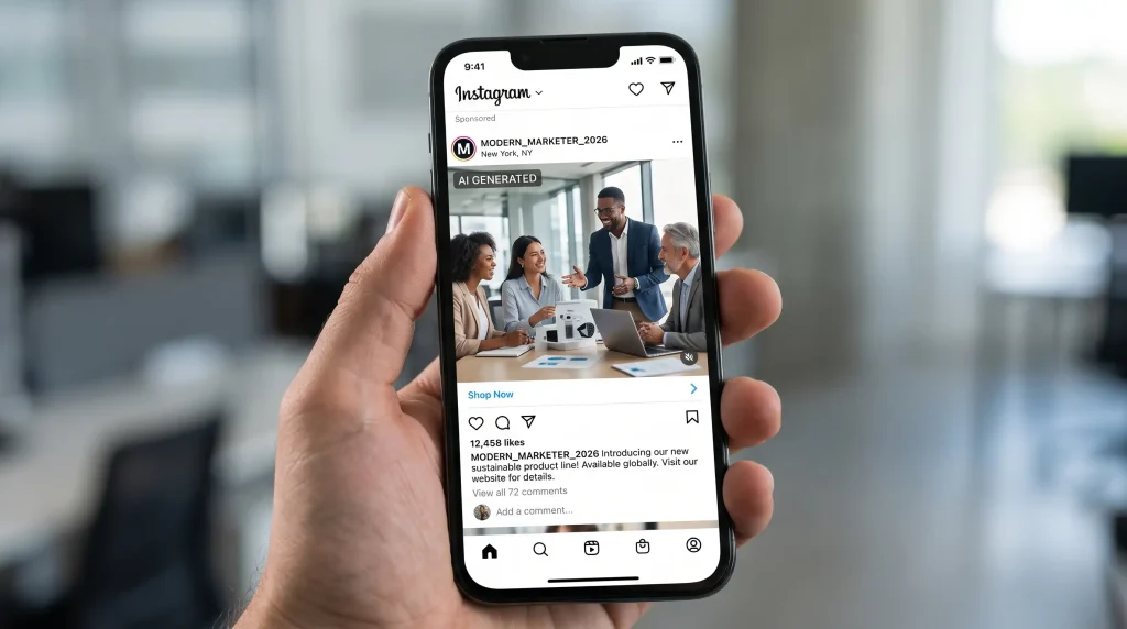 Mandatory AI generated content disclosure label on social media ads