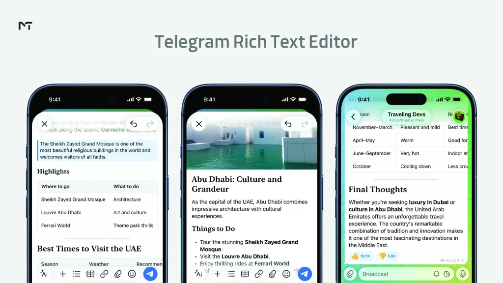 Telegram Rich Text Editor
