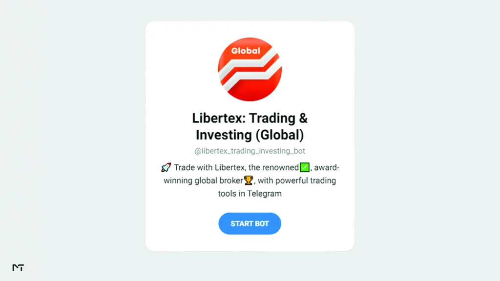 Libertex trading mini app screen inside Telegram messenger