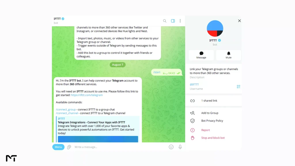 Forwarding files automatically to a Google Drive folder using a Telegram integration tool