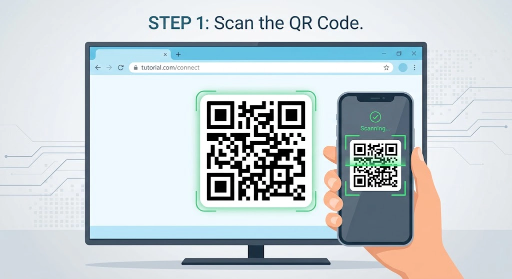 Scanning a QR code on a smart TV web browser to log into Telegram Web