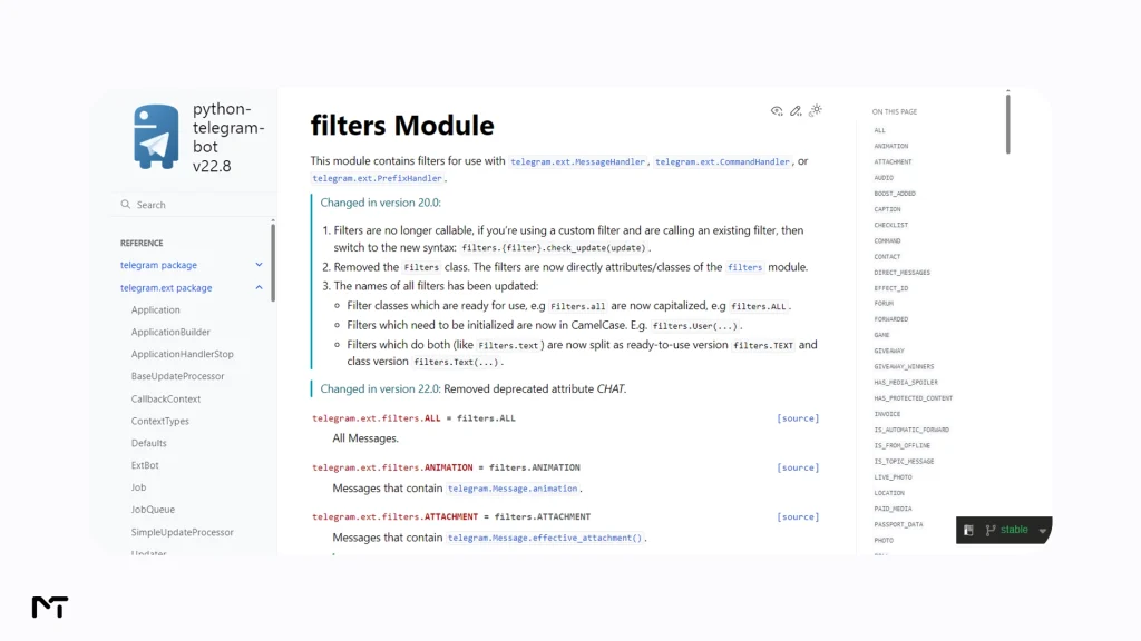 Python code using filters.Regex to match spam patterns in a Telegram bot