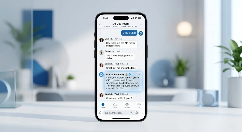 Telegram ephemeral bot private message UI mockup showing a clean chat interface