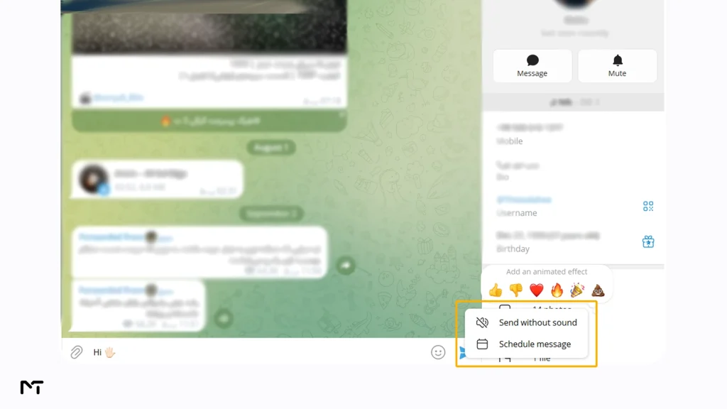 Send a Silent Message on Telegram -  desktop (Windows or Mac)