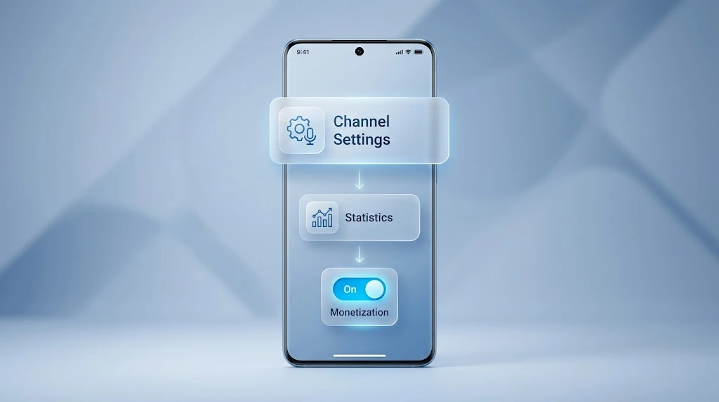 Telegram channel monetization settings menu and activation toggle